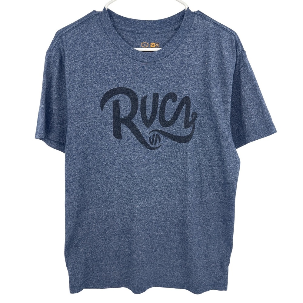 RVCA Artist Network Program Mens Large Blue Heathered Graphic T-Shirt Logo Tee